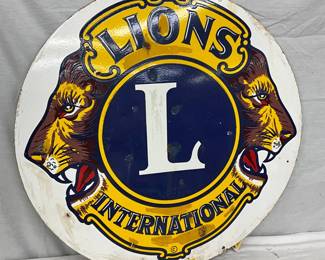 30-Inch Porcelain Double-Sided Lions International Sign