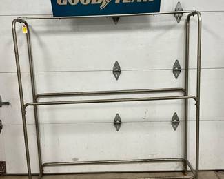 Goodyear Double-Sided Metal Sign Topper on 60” x 74” Metal Display Rack