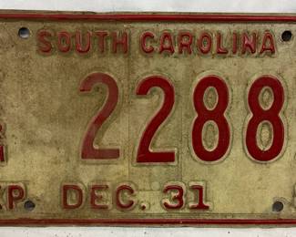 1985 South Carolina Farm Truck License Plate, Tag Number 22885