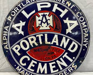 13-Inch Porcelain Alpha Portland Cement Advertising Sign