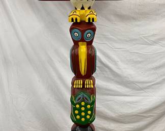 6’2″ Painted and Carved Wooden Totem Pole