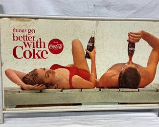 35 x 20 Coca-Cola Two-Sided Cardboard Sign with Original Aluminum Frame