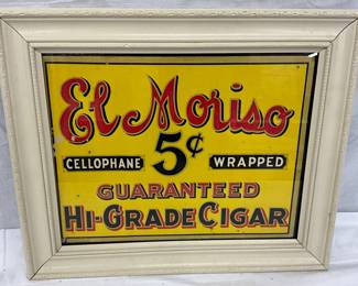 Framed El Moriso Cigar Cardboard Advertising Sign