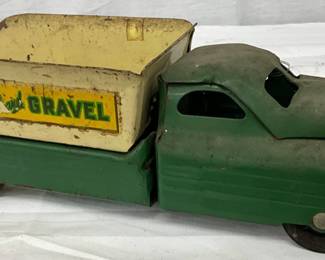 Original 14-Inch Buddy L Toy Dump Truck with ‘Sand and Gravel’ Decal