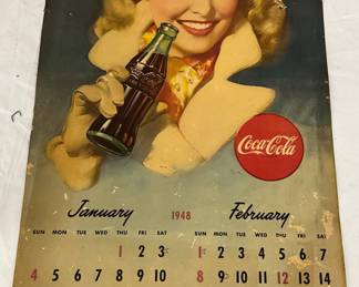 1948 Coca-Cola Calendar Featuring Monthly Illustrations, 13×22 Inches