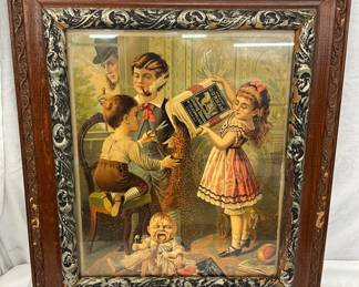 20X23 Durham Tobacco Advertisement on Cardboard in Ornate Wooden Frame