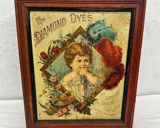 Wells & Richardson Co. Diamond Dyes Cabinet with Original Advertising Sign