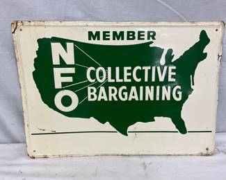 Metal Embossed ‘Member NFO Collective Bargaining’ Sign, 20 x 14 Inches