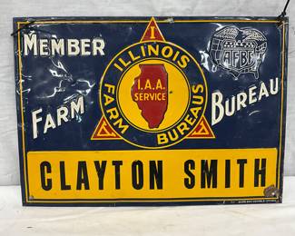 Early Embossed Illinois Farm Bureau Metal Sign, 13 1/2 x 10 Inches