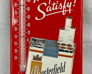 Chesterfield Cigarettes Metal Advertising Thermometer Sign, 6 x 13 Inches