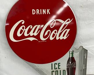18×22 Original Coca-Cola Flange Sign with Ice Cold Bottle Graphic