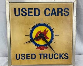 Plastic Chevrolet ‘OK Used Cars’ Wall Clock, 13 Inches