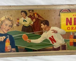 Nehi Orange Cardboard Advertisement Sign, 28 x 11 Inches