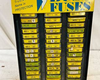 Vintage Buss Fuses 6×10 Display Case with Assorted Fuses