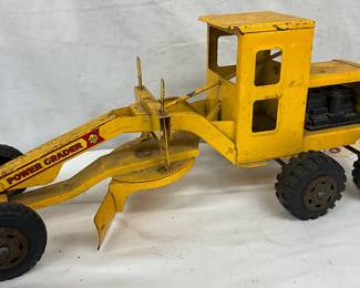 17IN. Yellow Metal Toy Road Grader with “Power Grader” Decals