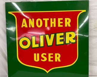 34 x 34 Embossed Oliver Metal Sign with Wood Frame