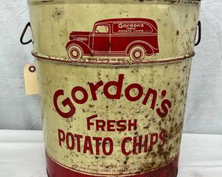 Gordon’s Potato Chips 3 1/2 Pounds Metal Can with Lid
