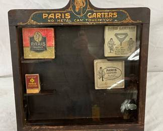 Paris Garters Advertising Display Case With Original Packaging, 16 x 18 Inches