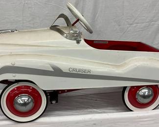 Murray Cruiser Pedal Car, White with Red and Chrome Detailing