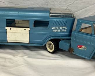 Structo Vista Dome Horse Van Toy Truck and Trailer, 23×6 Inches
