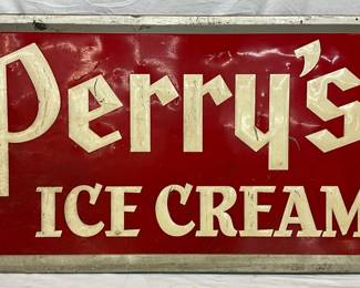 48×24 Embossed Metal Self-Framed Perry’s Ice Cream Sign