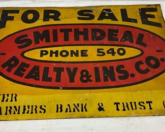 20 x 14 Inch Smithdeal Realty & Insurance Co. Metal Advertising Sign