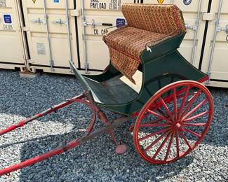 49X120 Solid Wood Horse-Drawn Cart with Red and Green Finish