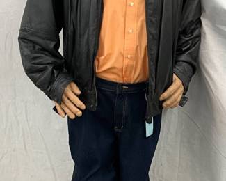 6-Foot Richard Petty Mannequin with Leather Jacket and Cowboy Hat