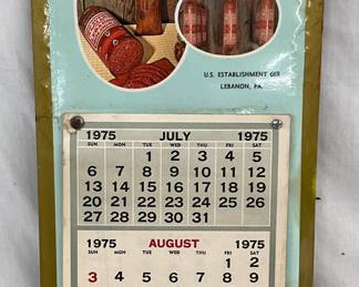 1975 Weaver’s Lebanon Bologna Metal Calendar, 9×20