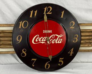 37 x 18″ Coca-Cola Advertising Wall Clock with Kay Back