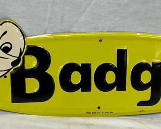 22″ x 6″ Embossed Metal Badger Sign with Character Graphic