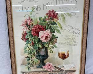 Framed 22 x 32 Original Jacob Hoffmann Brewing Co. Advertisement, 1879
