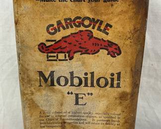 5 X 9 1/2 Mobiloil ‘E’ Oil Can with Gargoyle