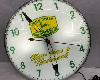 15-Inch Replica John Deere Wall Clock with Illuminated Face