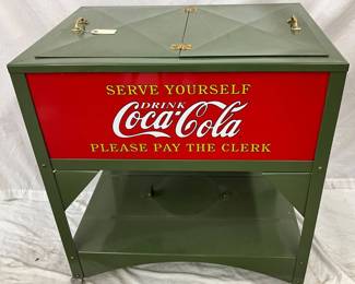 32 x 34 Coca-Cola Glasscock Ice Chest with Red and Green Finish