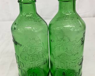Green Embossed Mountain Dew ‘Willie’ 10-Ounce Bottles with Caps