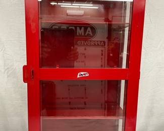 Red Metal Wall-Mounted Lance Cabinet with Glass Door, 14 x 26 Inches