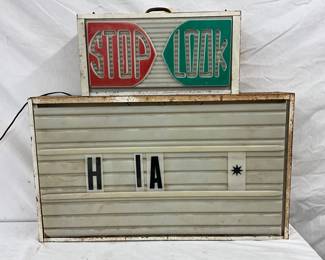 Vintage Metal Stop Look Light-Up Marquee Sign, 30″ x 26.5″