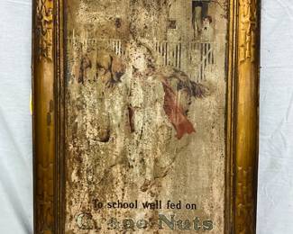 20 1/2×30 Grape-Nuts Metal Self-Framed Sign Featuring Girl and Dog
