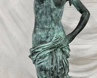 5 1/2-Foot Bronze Lady Statue Fountain With Patina