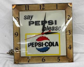 16-Inch ‘Say Pepsi Please’ Light-Up Advertising Clock