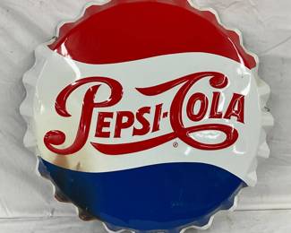 24-Inch Embossed Pepsi-Cola Bottle Cap Sign