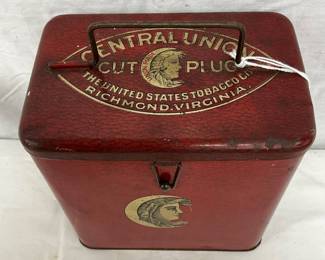 Central Union Tobacco Tin Can with Handle, Richmond, Virginia, 6×6