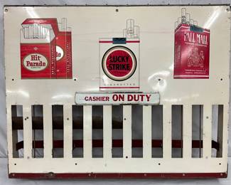 27×21 Lucky Strike Metal Cigarette Display with Pall Mall and Hit Parade Graphics