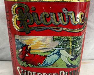 1908 Epicure Shredded Plug Tobacco Tin with Colorful Graphics