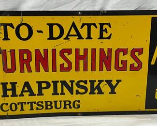 Metal Advertising Sign for Munsing Wear Union Suits, S. Shapinsky, Scottsburg