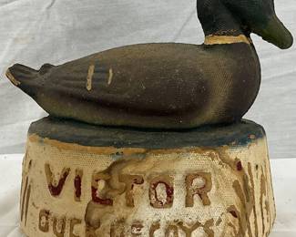 Rare 6×5 Early Paper Mâché Victor Duck Decoy Counter Display