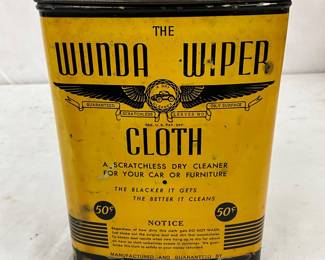 Vintage Wunda Wiper Cloth Metal Tin, Manufactured by Oby Krafts Inc.