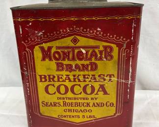 Montclair Brand Breakfast Cocoa Tin, 5 Lbs, Distributed by Sears, Roebuck and Co.