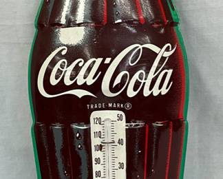 5″ x 17″ Die-Cut Coca-Cola Bottle-Shaped Metal Thermometer